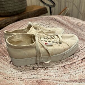 Superga Off White Platform Sneakers Size 9